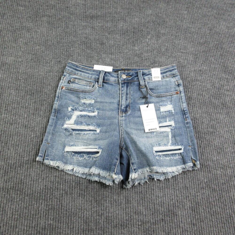 Judy Blue Shorts Womens M Blue Cut-Off Distressed Denim 5-Pocket 28x4.5* NWT